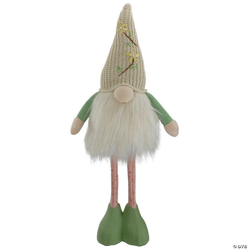22" Pre-Lit Standing Spring Gnome Figure with Knitted Hat Image
