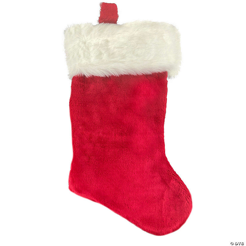 22" Red Plush Santa Christmas Stocking Image