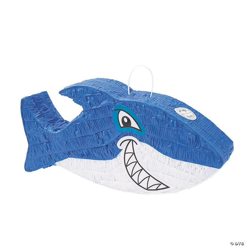 22" x 10 1/2" Jawsome Blue & White Grinning Shark Papier-m&#226;ch&#233; Pi&#241;ata Image