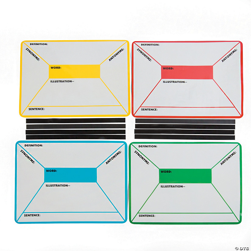 22" x 17" Four Square Yellow, Red, Blue & Green Dry Erase Magnetic Sheets- 4 Pc. Image