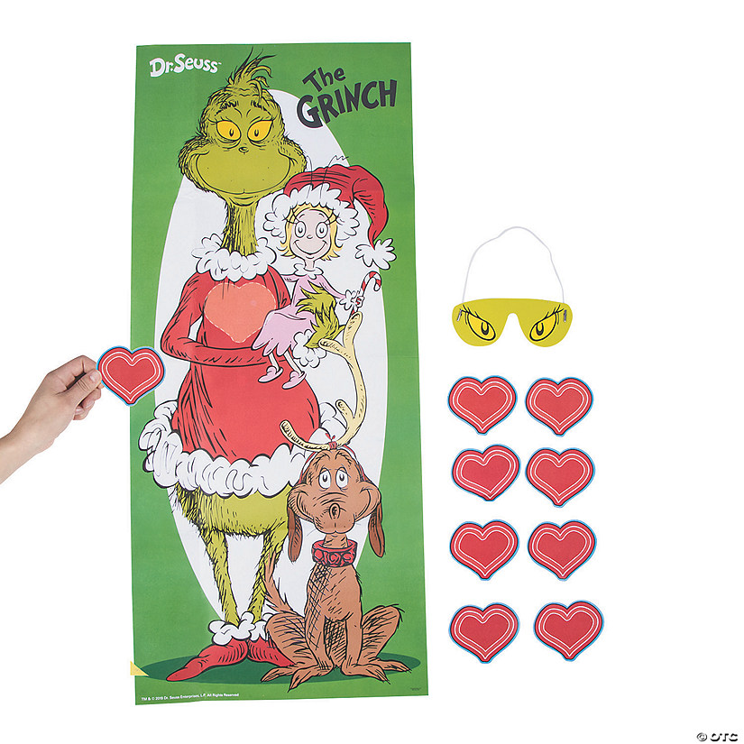 22" x 33 1/2" Dr. Seuss&#8482; The Grinch Pin the Heart Christmas Party Game for 8 Image