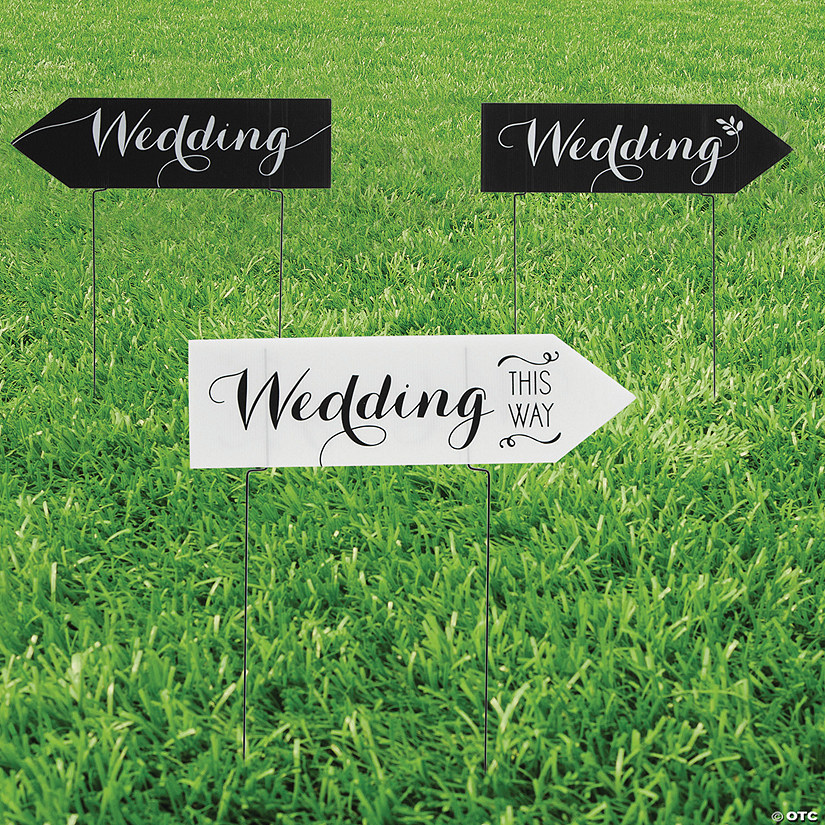 22" x 6 1/4" Wedding Yard Sign Set - 3 Pc. Image