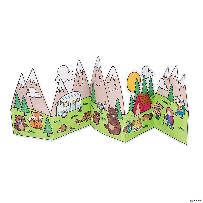 22&quot; x 7 1/2&quot; Color Your Own Camp Mountain Scene Stand-Ups - 24 Pc. Image