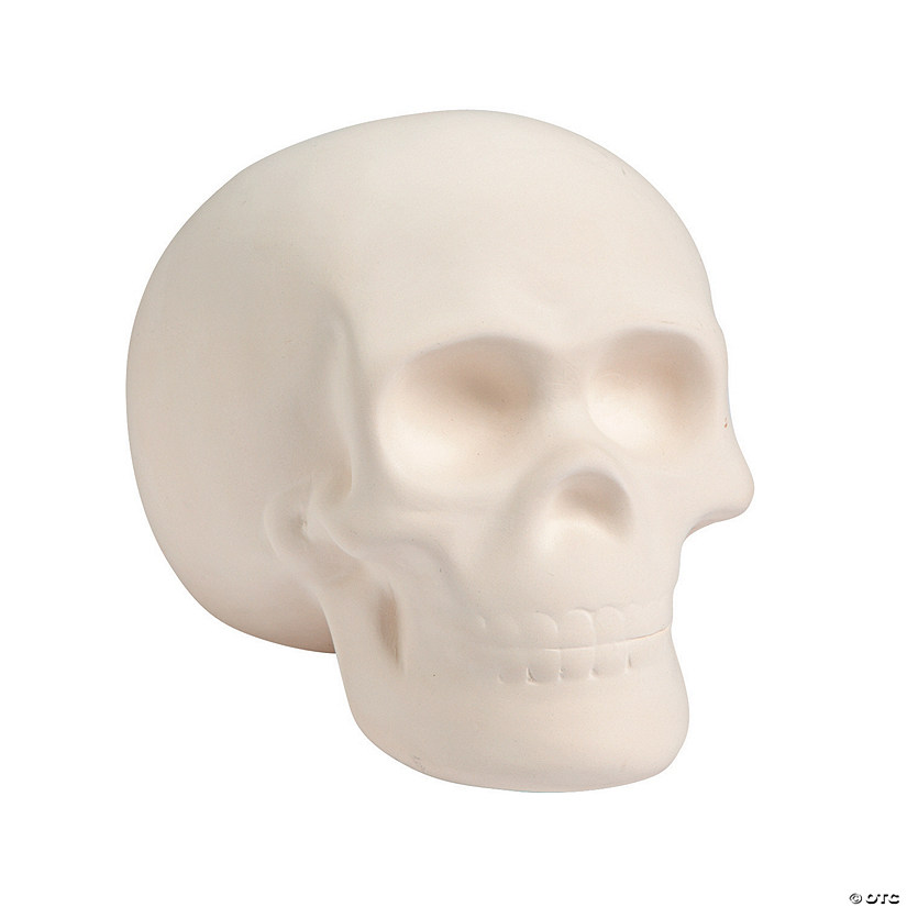 22" x 7" DIY White Ceramic Skull Halloween Decoration Painting Craft Image