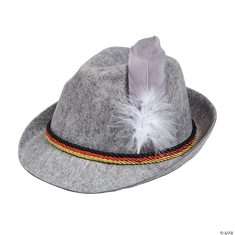 23 1/2" circ. Gray German Alpine Felt Hat with Feather Image