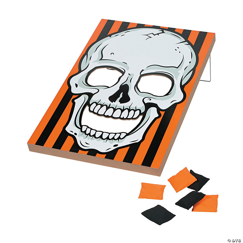 23 1/2" x 35 1/2" Large Halloween Skull Board Black & Orange Bean Bag Toss Game Image