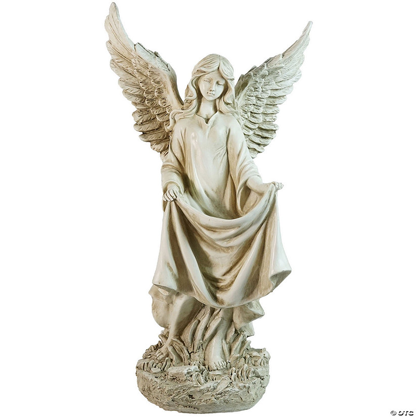 23.25" Ivory Religious Angel Outdoor Bird Bath Statue Image