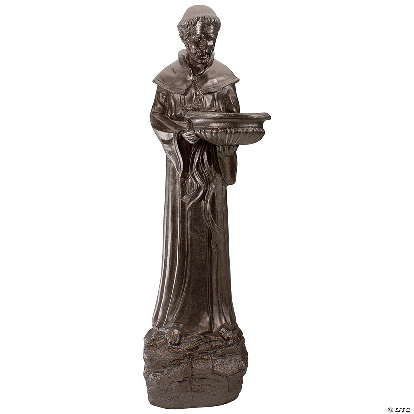 23.5" Bronze St. Francis of Assisi Religious Bird Feeder Outdoor Statue Image