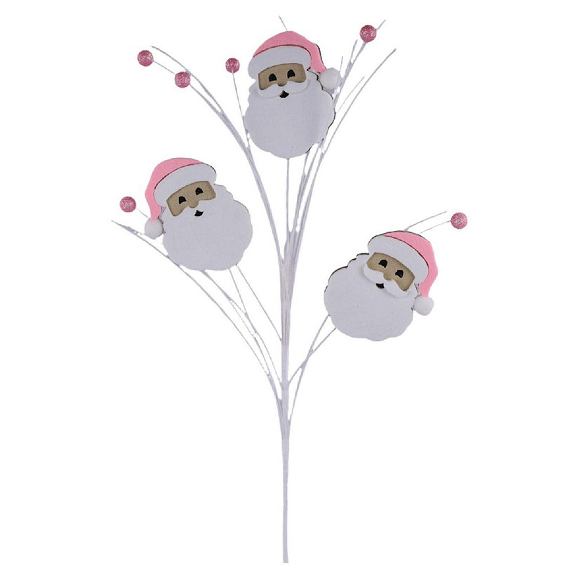 23" Felt Glitter Santa Face Spray: Pink Image