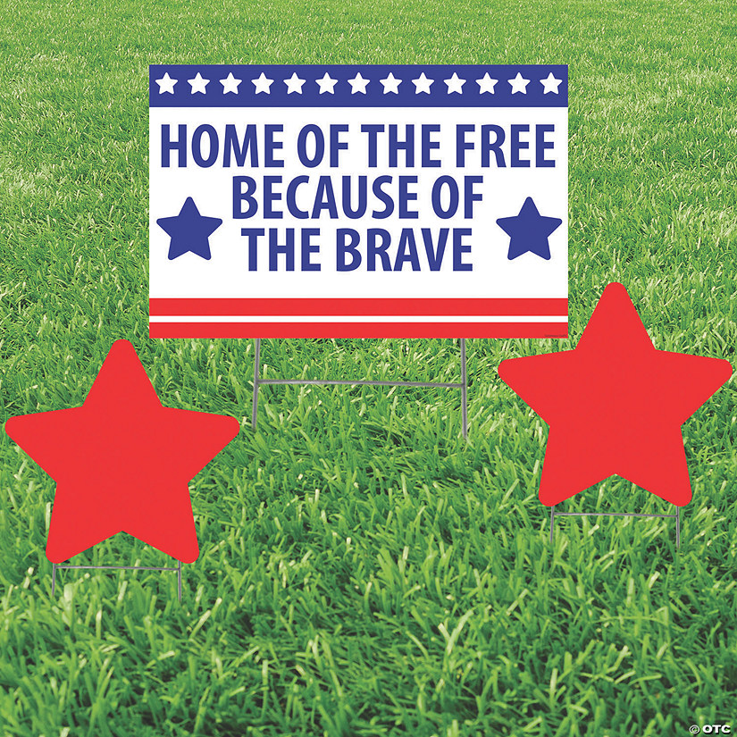 23" x 15" Home of the Free Because of the Brave Yard Signs - 3 Pc. Image