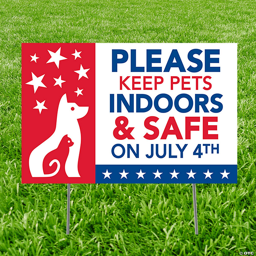 23" x 15" Patriotic Keep Pets Safe Yard Sign Image