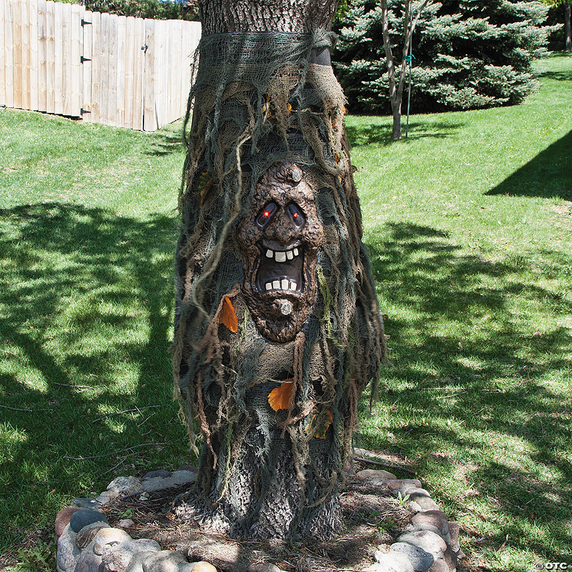 23" x 42" Tree Ghost with Light-Up Eyes Halloween Outdoor Decoration Image