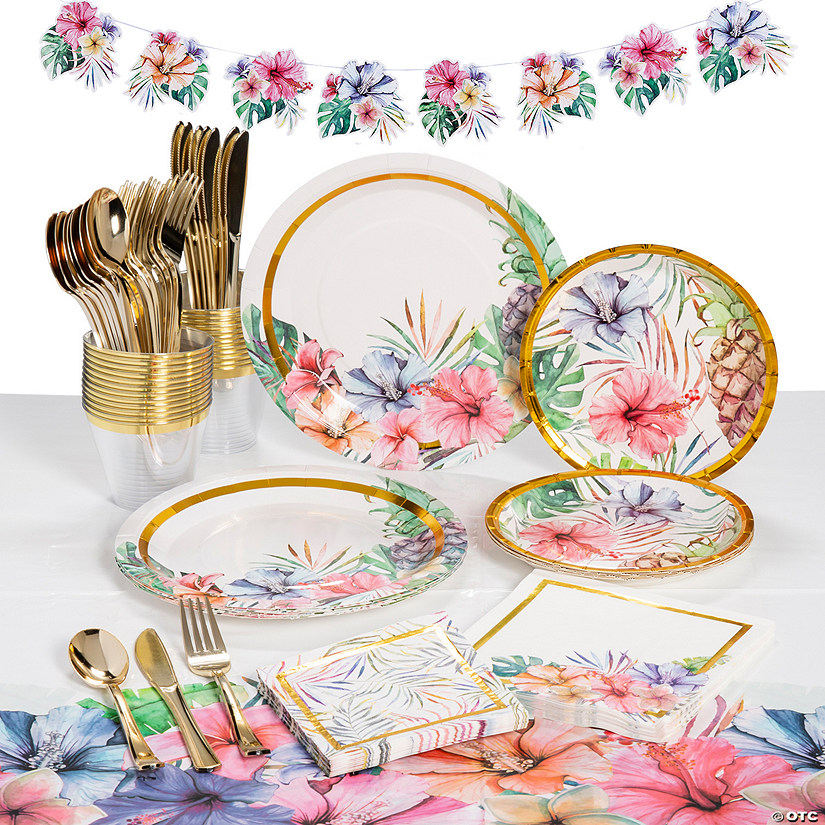 238 Pc. Elevated Luau Party Tableware Kit for 24 Guests Image