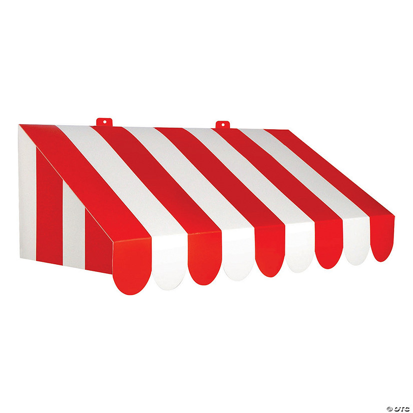 24 3/4" x 8 3/4" 3D Red & White Striped Cardstock Circus Awning Image