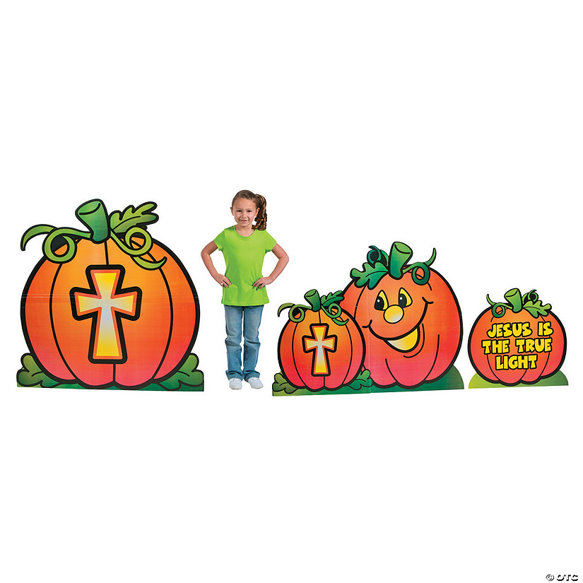 24" - 45" Christian Pumpkin Cardboard Cutout Stand-Ups - 3 Pc. Image
