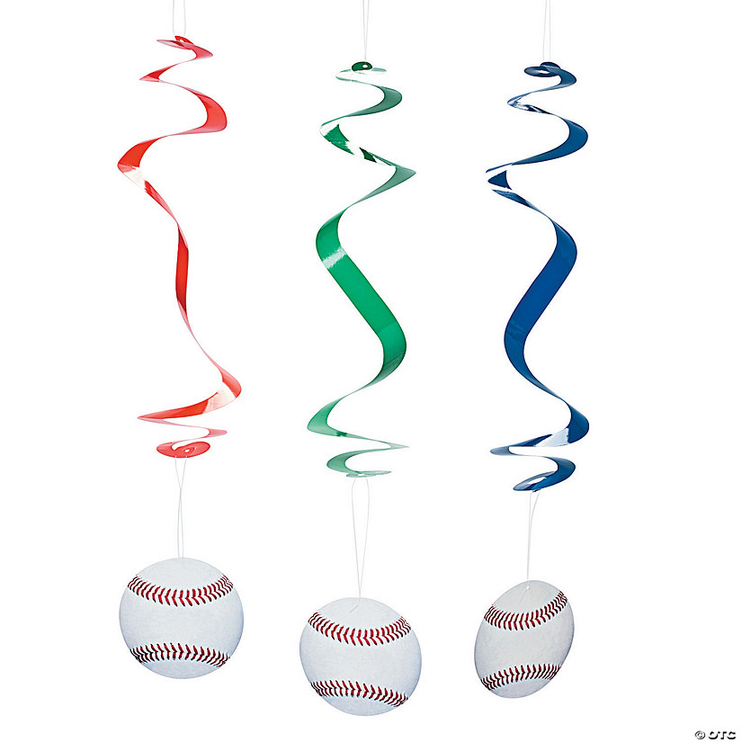24" Baseball Hanging Swirl Decorations - 12 Pc. Image