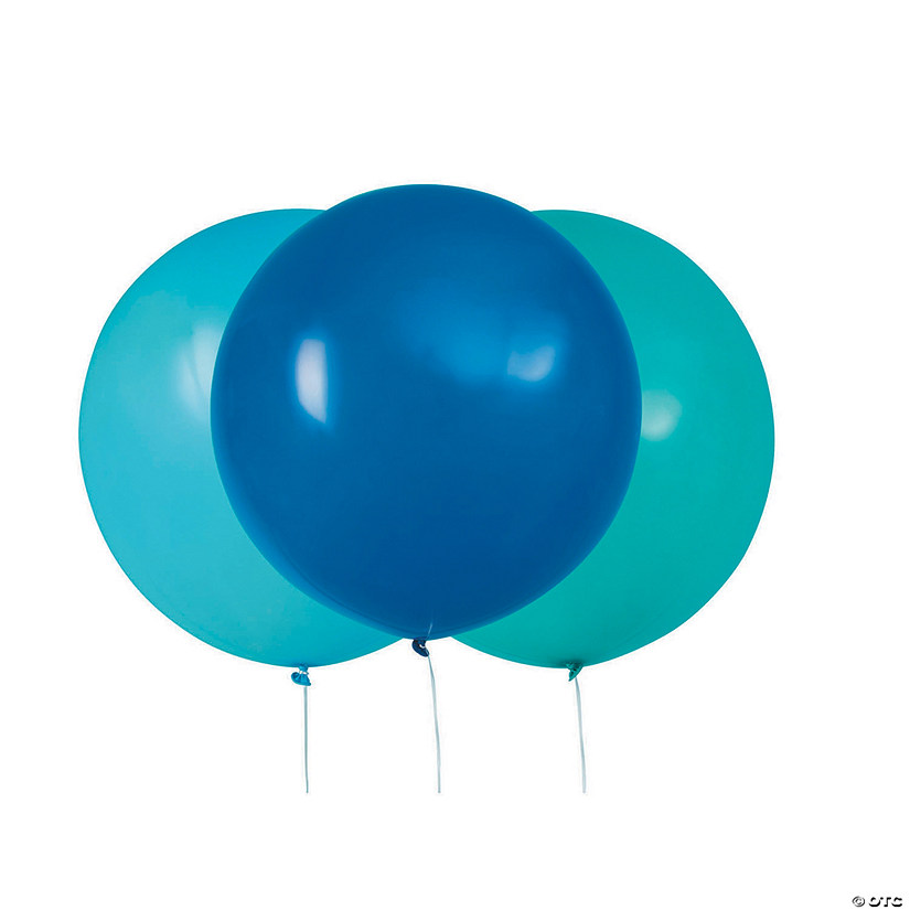24" Blue & Teal Latex Balloons &#8211; 3 Pc. Image
