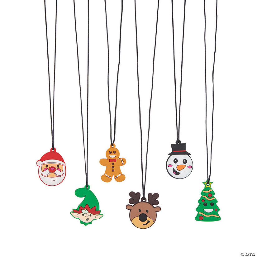 24" Bulk 48 Pc. Classic Christmas Character Rubber Charm Breakaway Necklaces Image