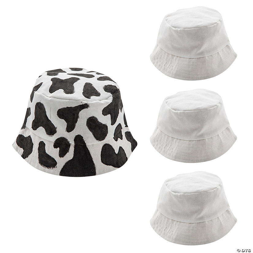 24" Circ. Kids DIY Plain White Bucket Hat Coloring Crafts - 3 Pc. Image