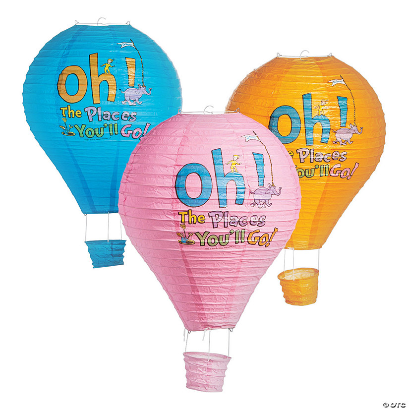 24" Dr. Seuss&#8482; Oh, the Places You&#8217;ll Go! Hot Air Balloon Hanging Lanterns - 3 Pc. Image