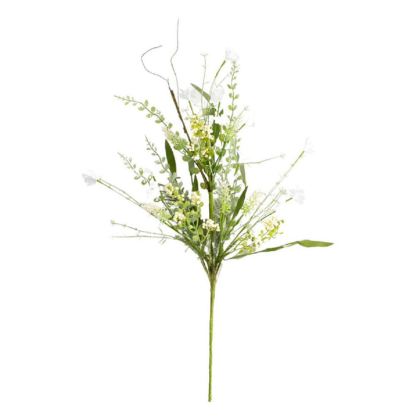 24" Fabric Flower, Leaf, Berry Spray: White Image