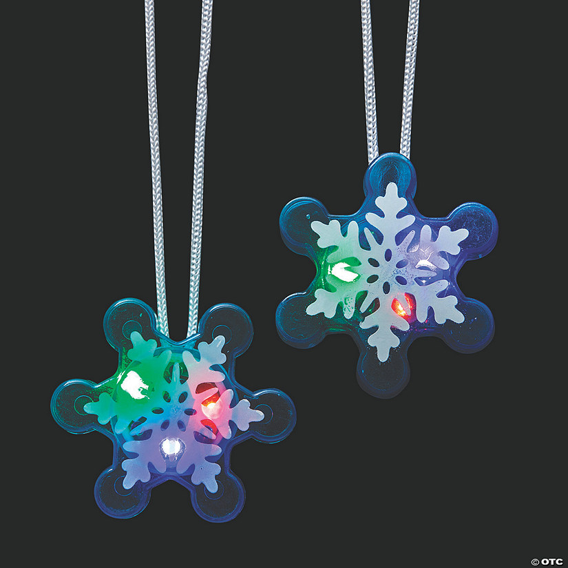 24" Flashing Light-Up Winter Snowflake Plastic Breakaway Necklaces - 12 Pc. Image