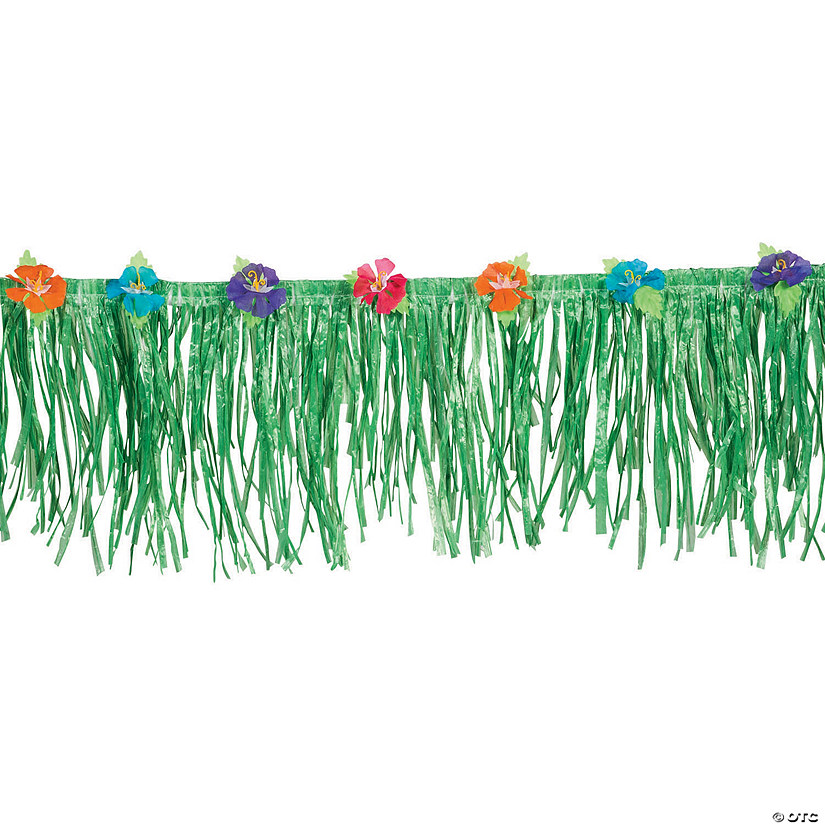 24 Ft. Hibiscus Flower Green Plastic Fringe Party Decoration Image