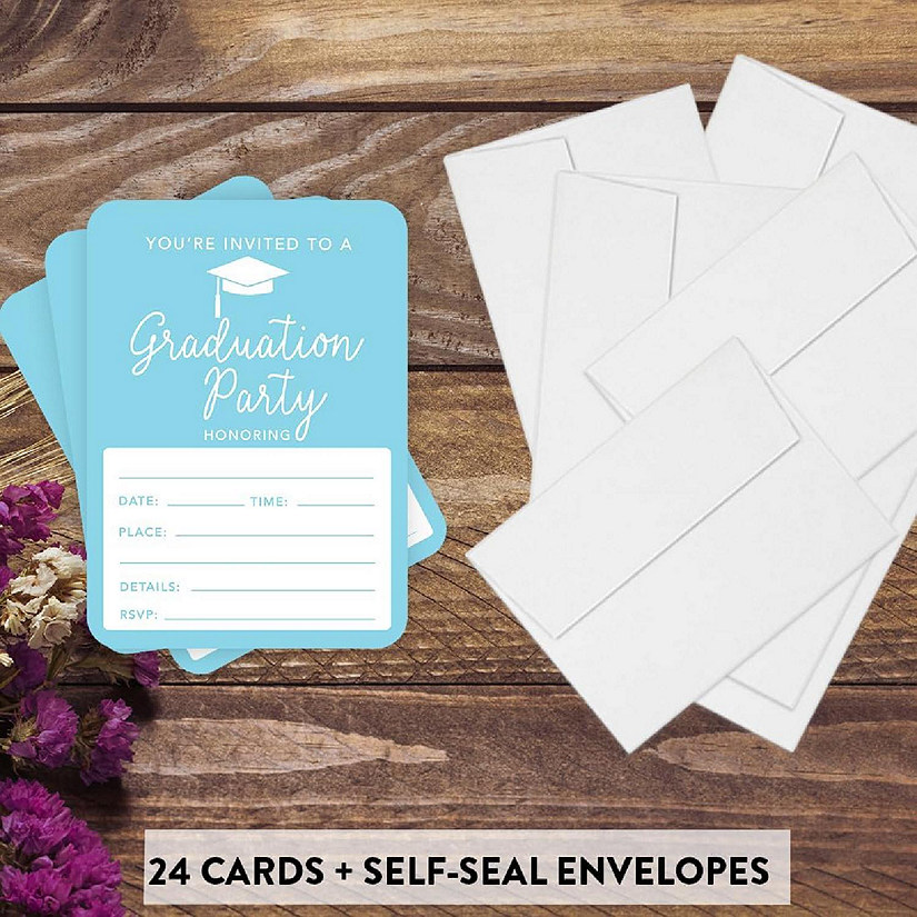 24 Graduation Invitations Baby Blue Image
