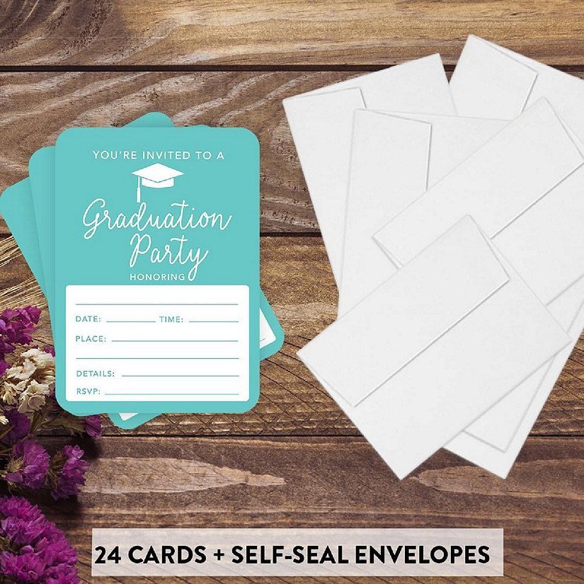 24 Graduation Invitations Diamond Blue Image