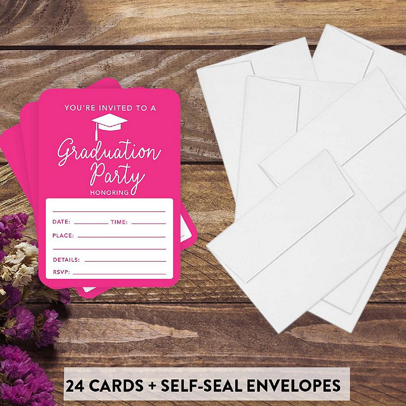 24 Graduation Invitations Fuchsia Image
