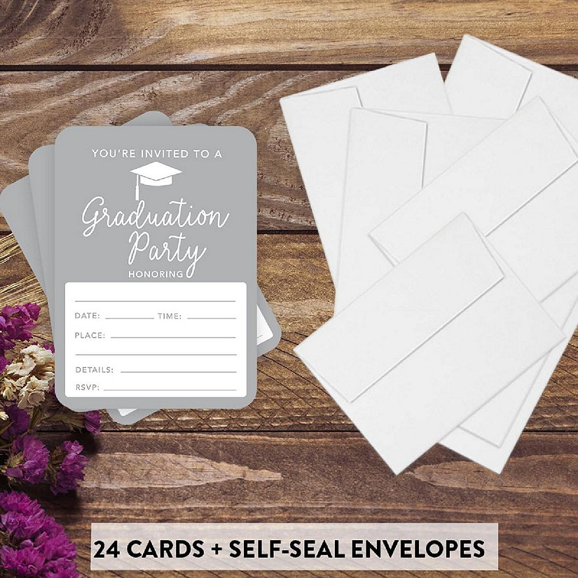 24 Graduation Invitations Gray Image