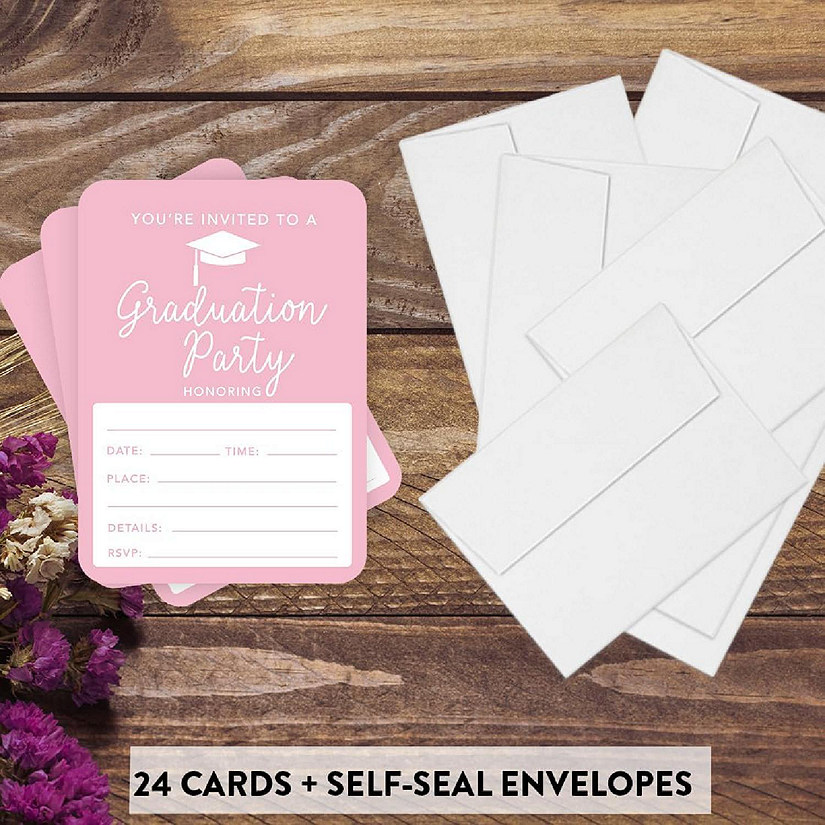 24 Graduation Invitations Pink Image