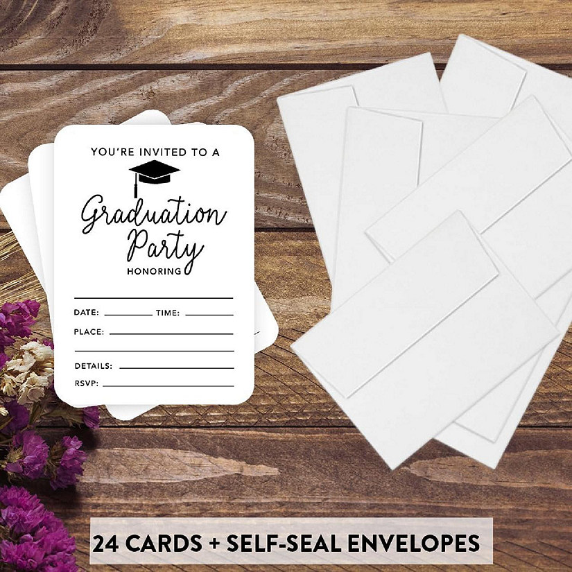 24 Graduation Invitations White Image