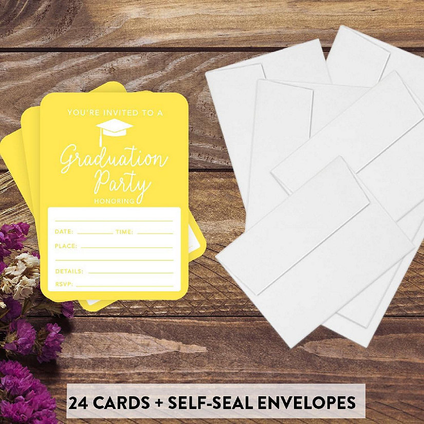 24 Graduation Invitations Yellow Image