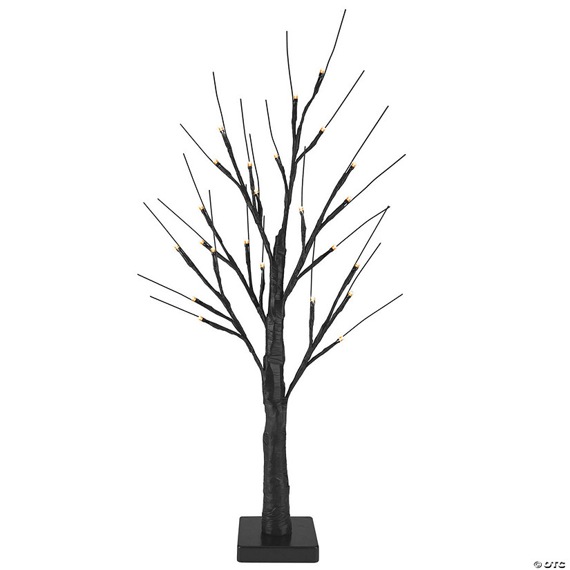 24" LED Lighted Black Halloween Twig Tree - Warm White Lights Image