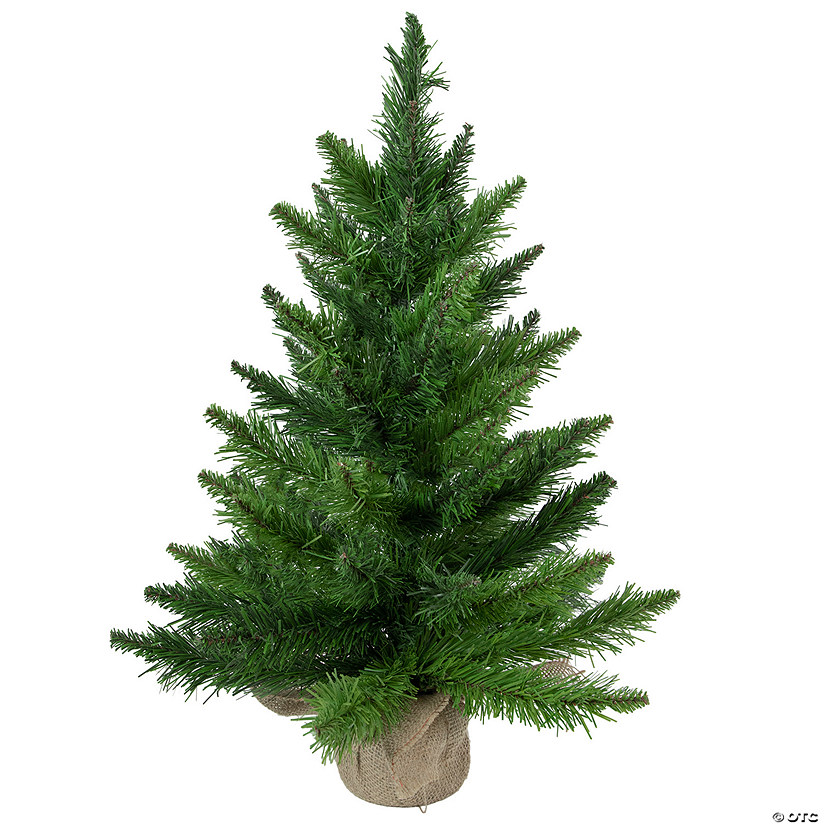 24" Mini Balsam Pine Artificial Christmas Tree in Burlap Base Unlit