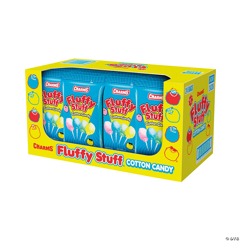 24 oz. Charms<sup>&#174;</sup> Fluffy Stuff<sup>&#174;</sup> Fruit Cotton Candy Packs - 24 Pc. Image