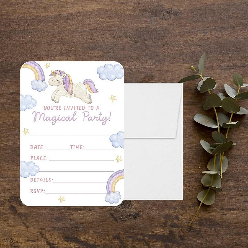 24 Pastel Unicorn Birthday Invitations Image