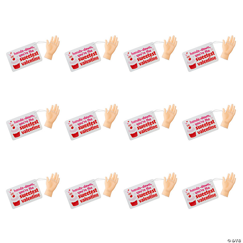 24 Pc. 3" Tiny Hands Vinyl Finger Puppets Valentine Exchanges for 12 Image