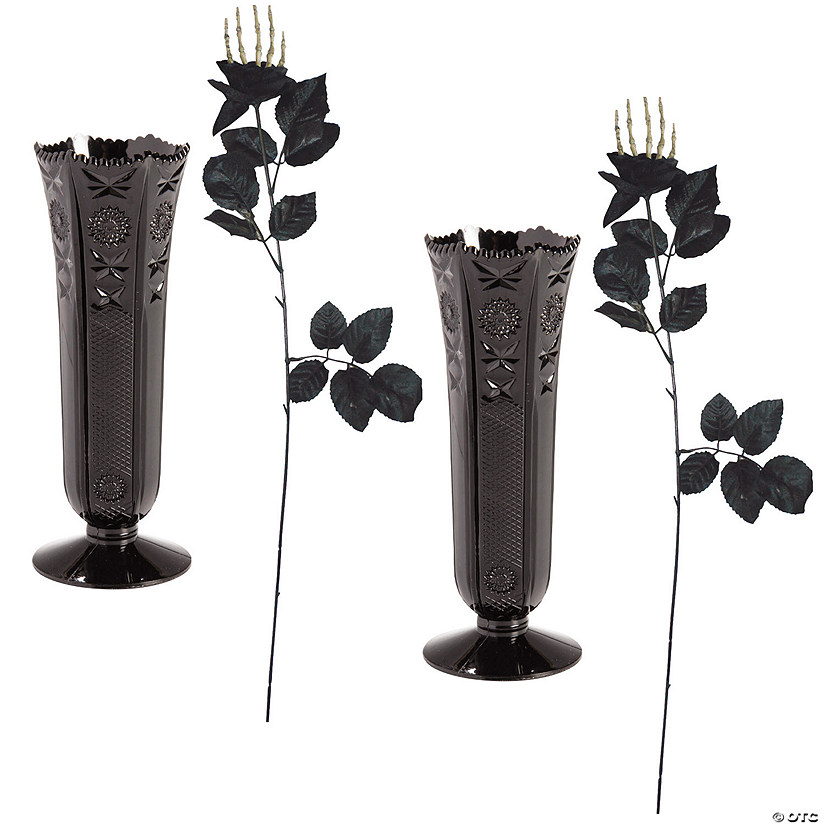 24 Pc. Skeleton Hand Rose & Bud Vases Decorating Kit for 12 Tables Image
