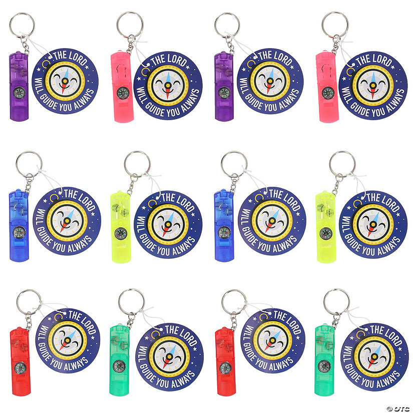 24 Pc. The Lord Will Guide You Compass Keychains with Handout Card Kit for 12 Image
