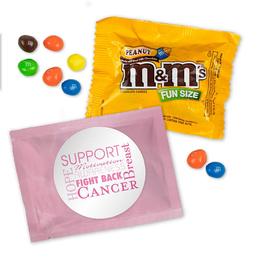 24 Pcs Breast Cancer Awareness M&M's Candy Favor Packs - Milk Chocolate -  Word Cloud