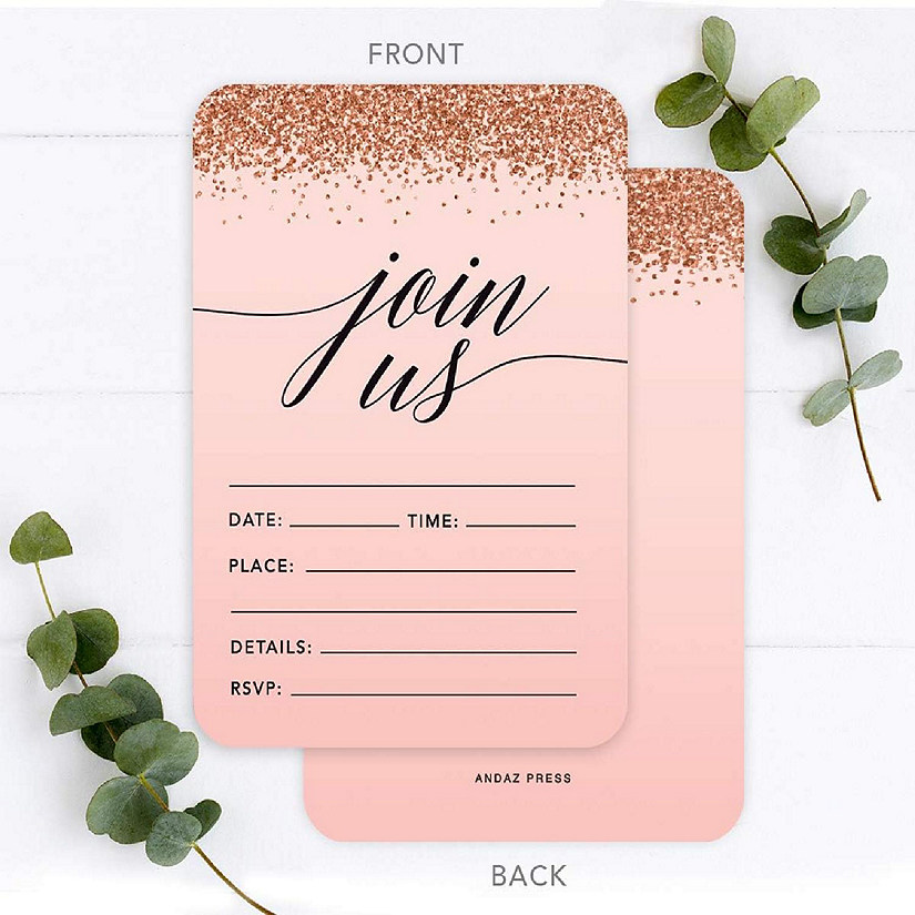 24 Rose Gold Elegant Invitations Join Us Image