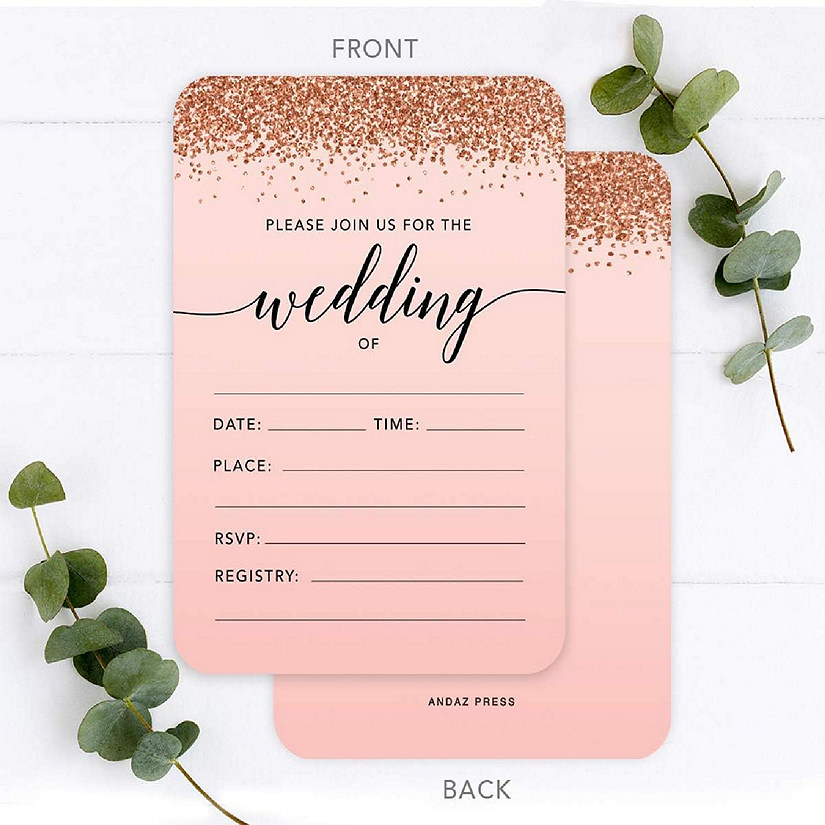 24 Rose Gold Elegant Invitations Wedding Image