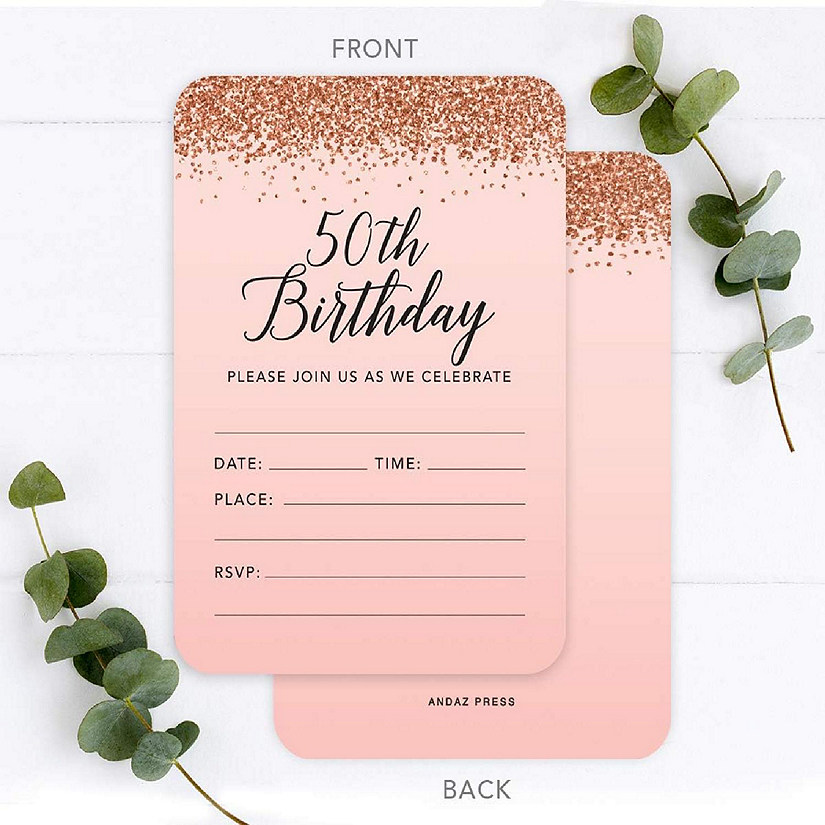 24 Rose Gold Invitations 50th Birthday Image