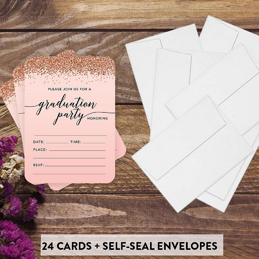 24 Rose Gold Invitations Graduation Image