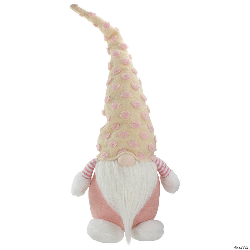 24&quot; Standing Spring Plush Gnome Figure with a Polka Dot Hat Image