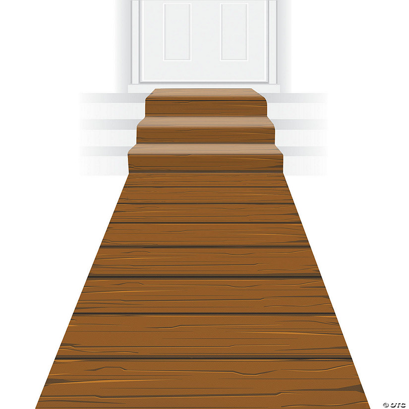 24" x 10 Ft. Wooden Plank Polyester Aisle Runner Image