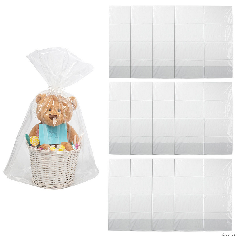 24" x 10" x 30" Extra Large Clear Cellophane Basket Bags - 12 Pc. Image