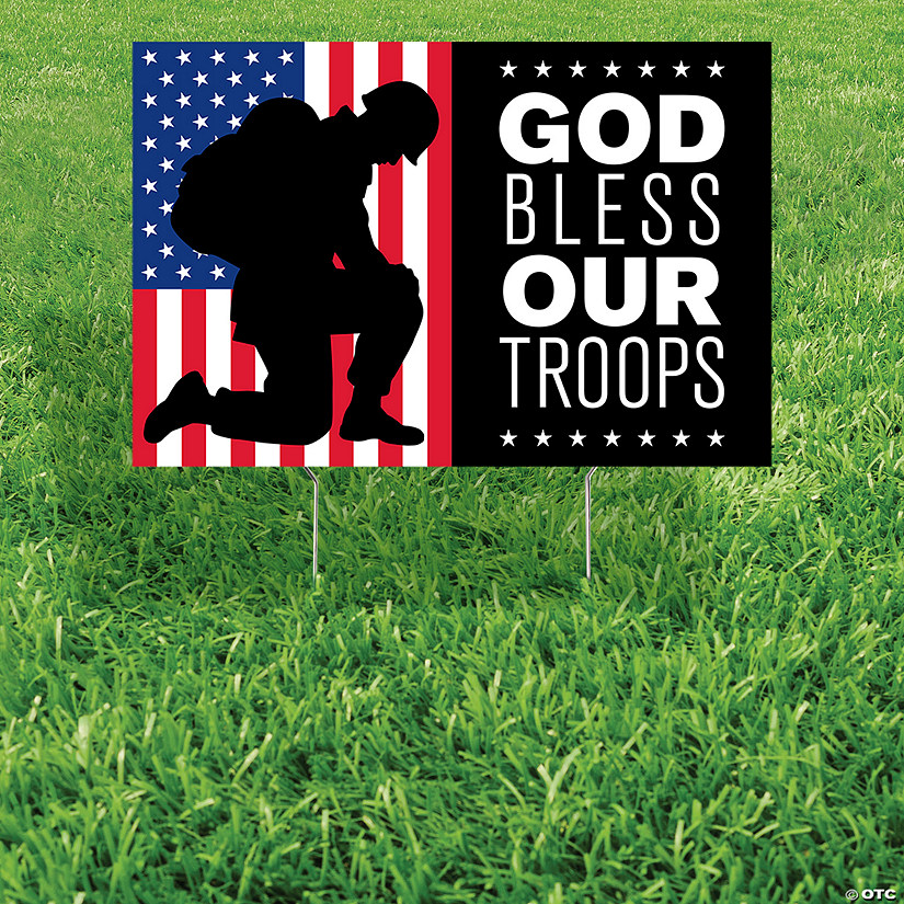 24" x 16" God Bless Our Troops Yard Sign Image